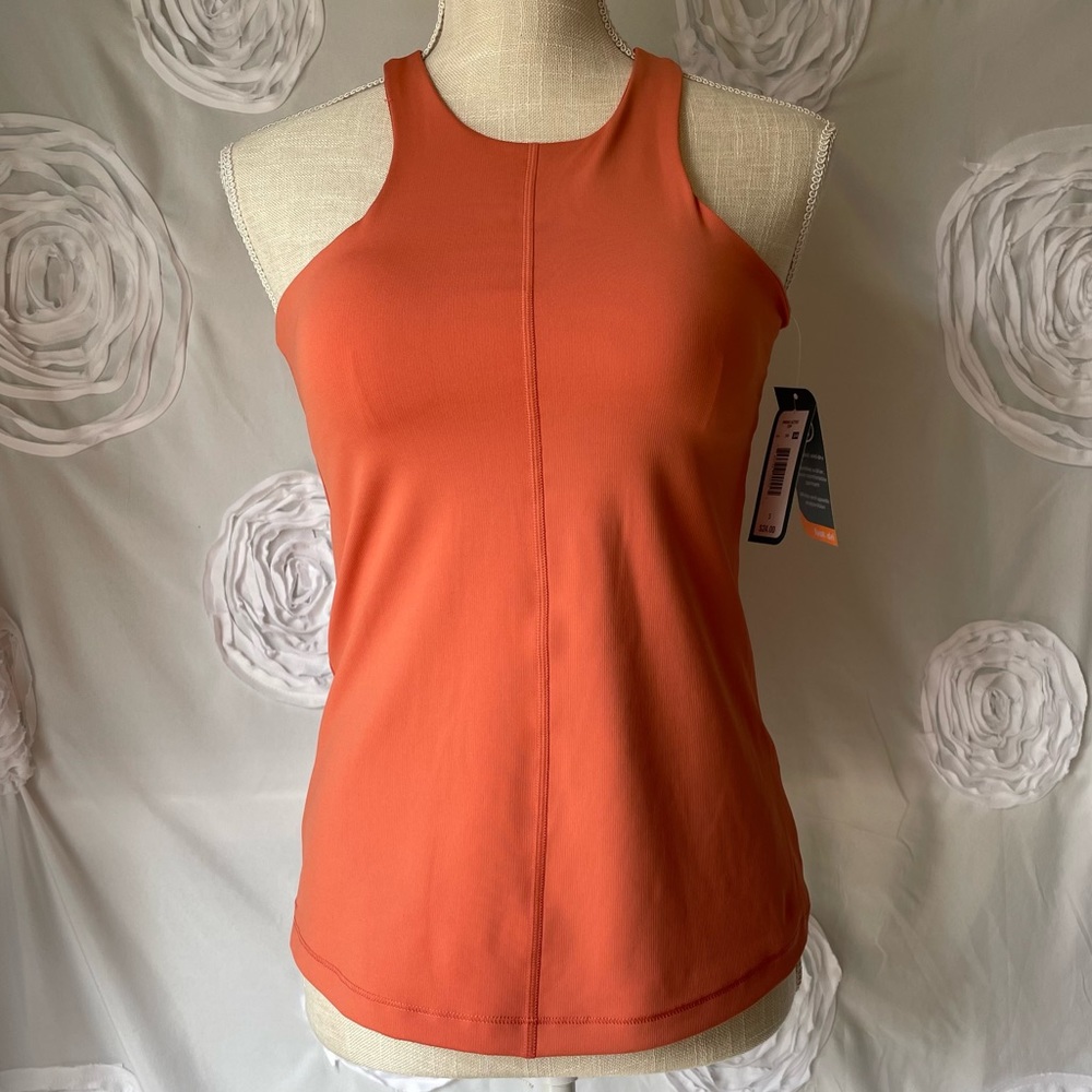 MTA Sport racer-back tangerine workout top, S